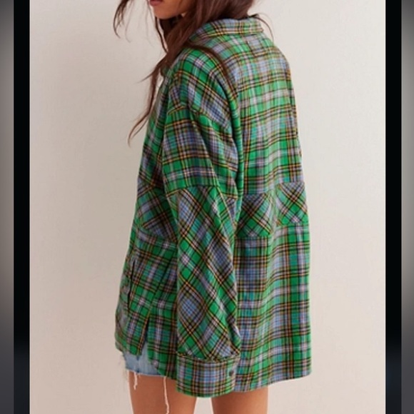 Free People We The Free Wind River Plaid Flannel Pullover Shacket - Picture 2 of 6